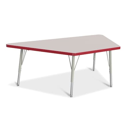 Jonti-Craft Berries Trapezoid Activity Tables, 30 in. x 60 in., E-height, Freckled Gray/Red/Gray 6443JCE008